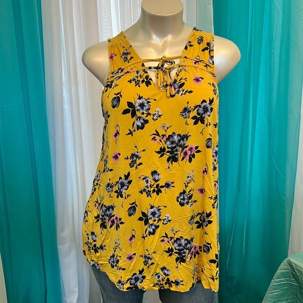 Floral Yellow Sleeveless Top